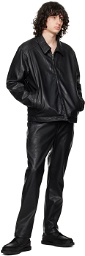 SOPHNET. Black Standard Easy Faux-Leather Trousers