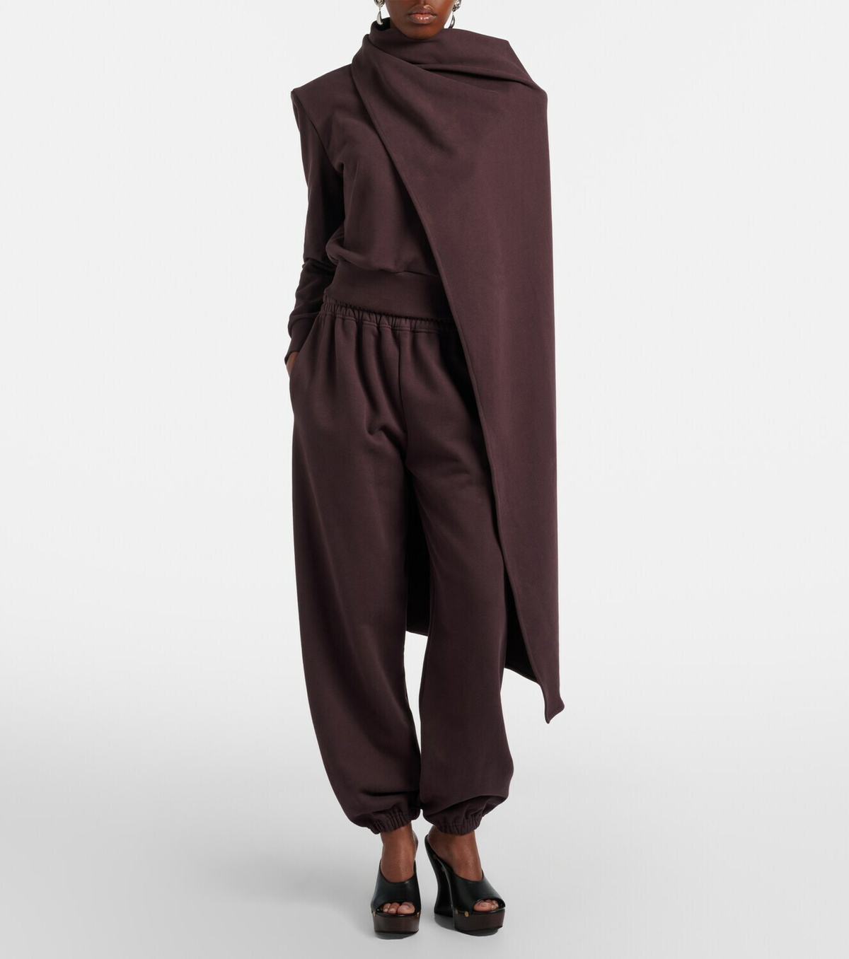 Magda Butrym Draped scarf-detail cotton sweatshirt