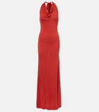 Aya Muse Scarf-detail silk-blend jersey gown