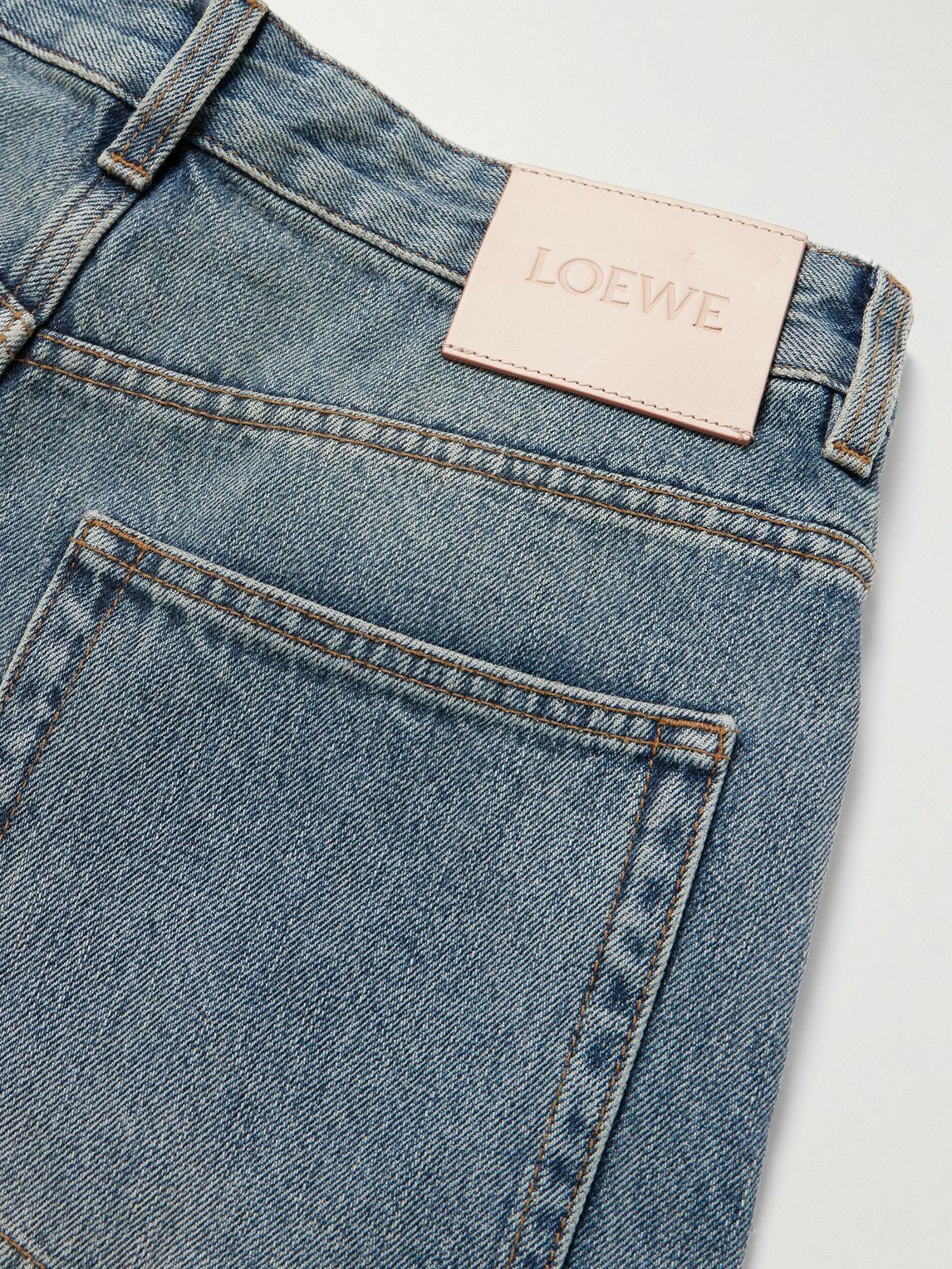 LOEWE - Straight-Leg Logo-Embroidered Distressed Jeans - Blue Loewe
