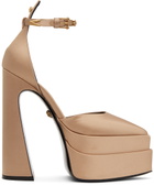 Versace Beige Aevitas Pointy Platform Heels