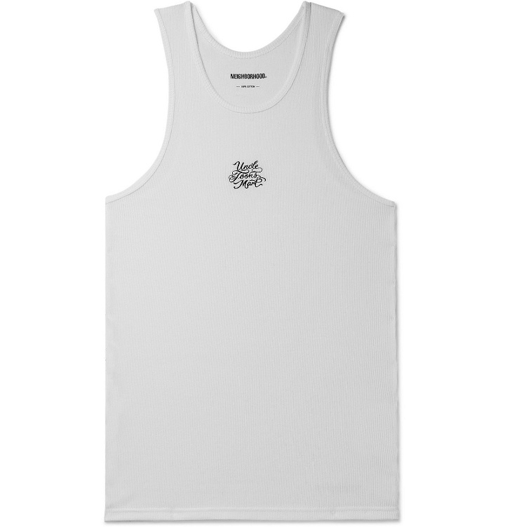 Photo: Neighborhood - Mr Cartoon Two-Pack Embroidered Ribbed Cotton-Jersey Tank Tops - White