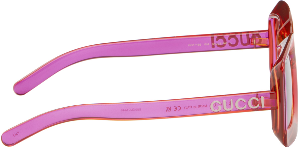Gucci Pink Sunset Boulevard Rectangular Squared Sunglasses Gucci