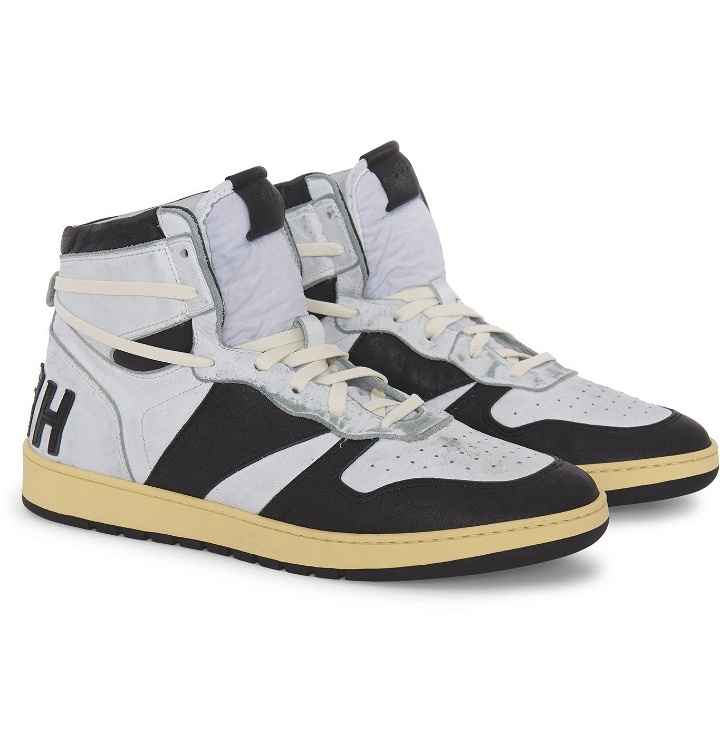 Photo: Rhude - Rhecess Suede and Leather High-Top Sneakers - Gray