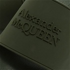 Alexander McQueen Men's Logo Wedge Sole Pool Slide in Forest Green