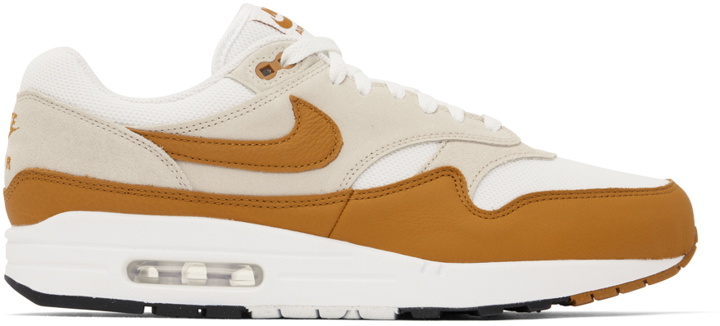 Photo: Nike White & Brown Air Max 1 Sneakers