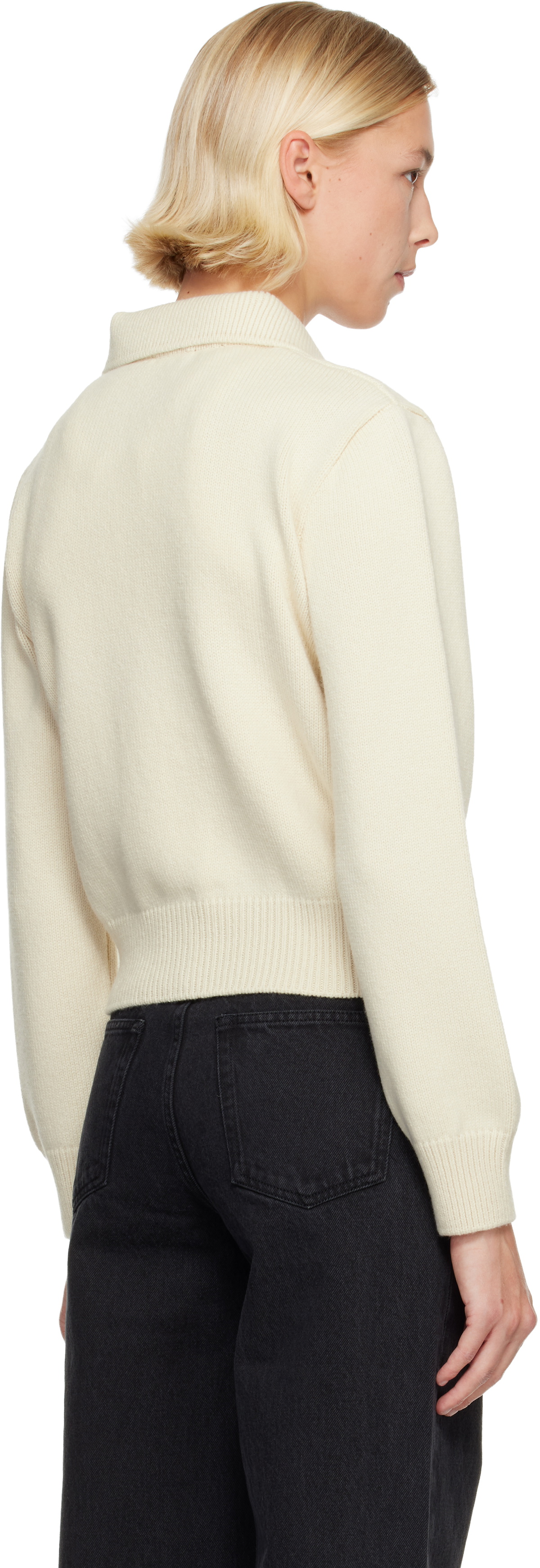 A.P.C. White Polo Shirt Collar Cardigan