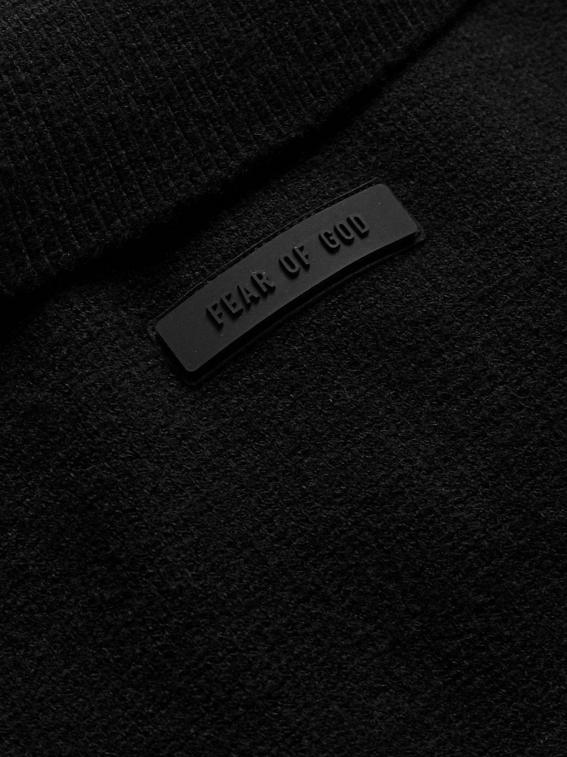 FEAR OF GOD ESSENTIALS - Logo-Appliquéd Knitted Polo Shirt - Black Fear ...