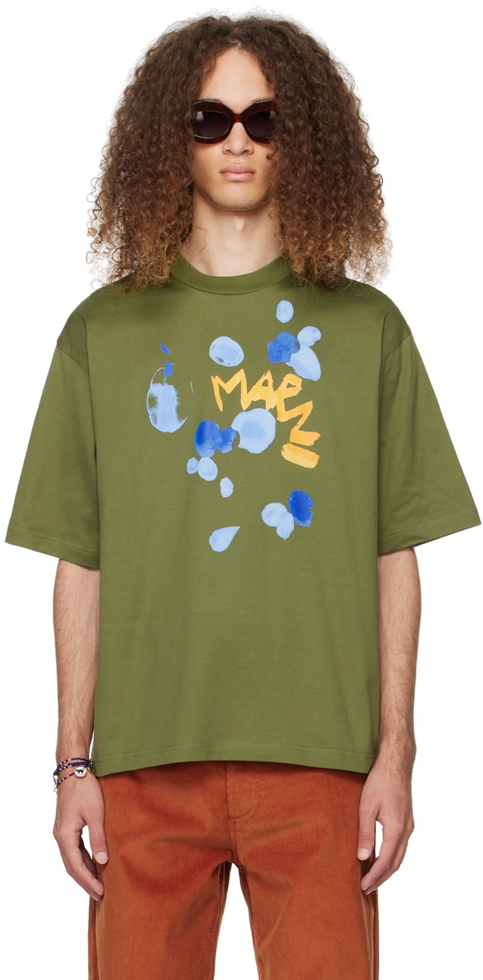 Marni Green Dripping Flower T-Shirt Marni
