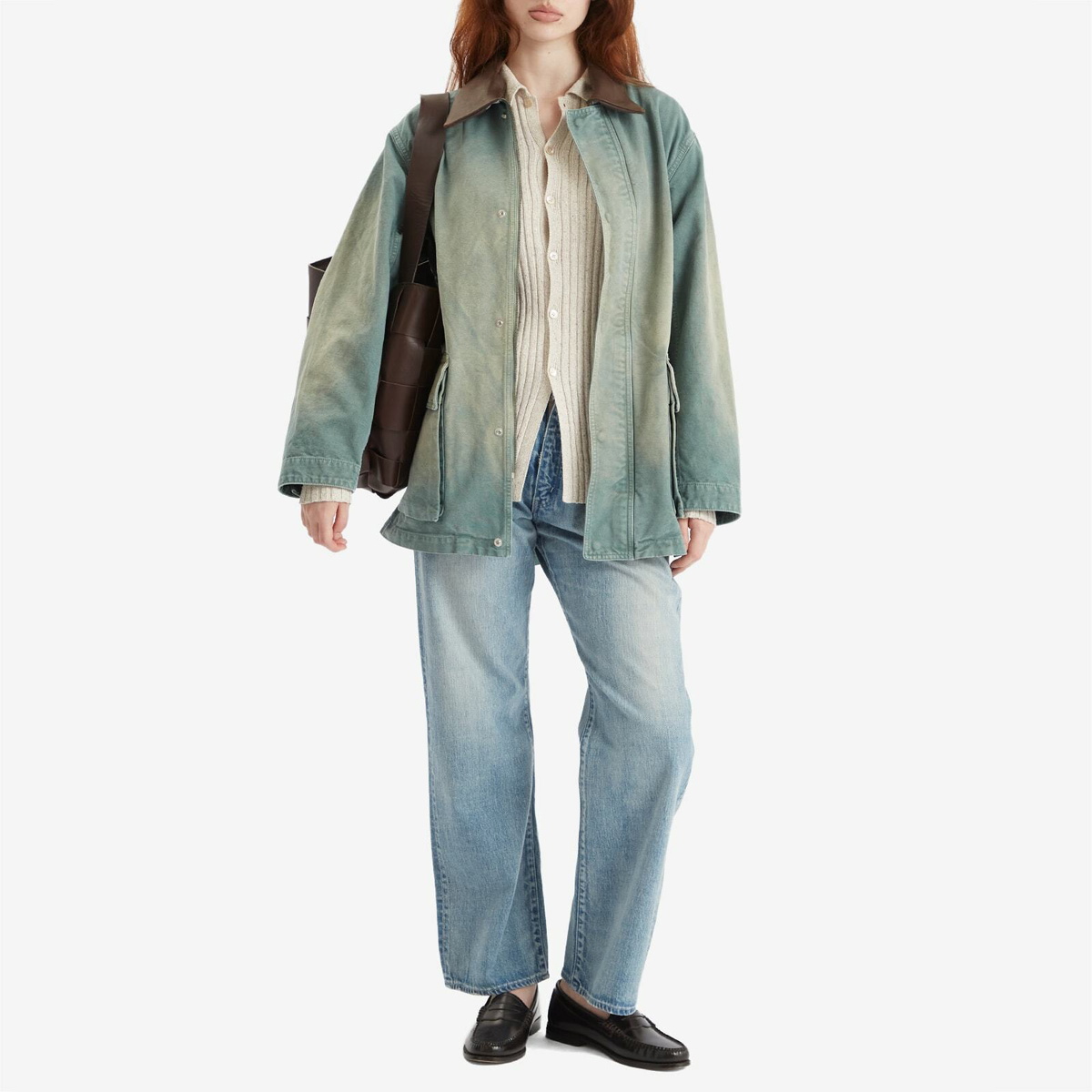 Auralee Women's Organic Cotton Duck Blouson in Ash Green