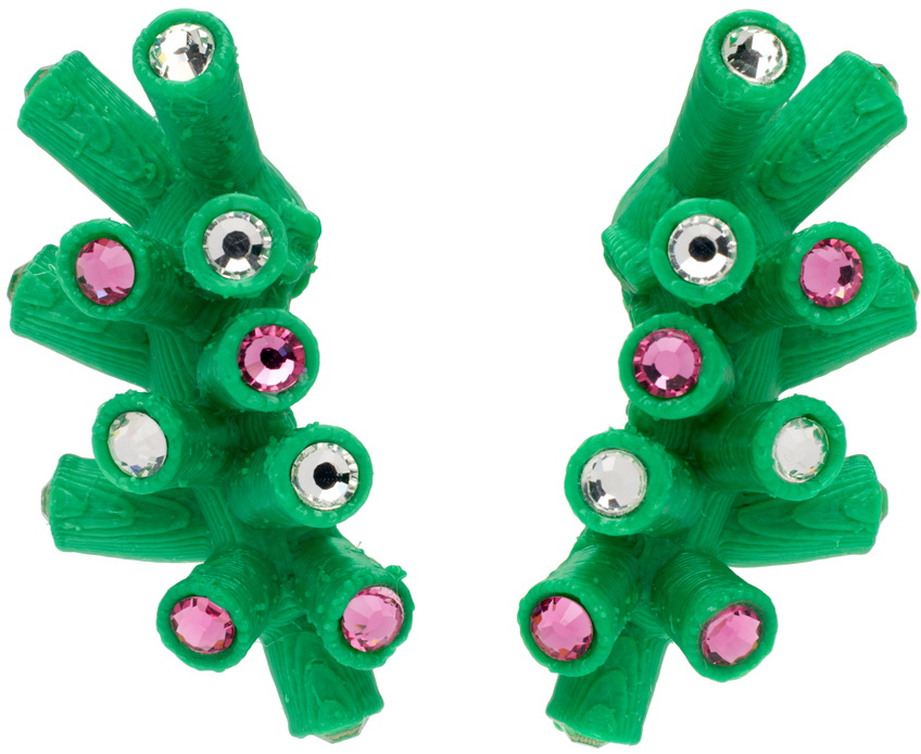 Roussey SSENSE Exclusive Green Mini 3D-Printed Sis Earrings
