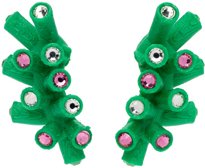 Photo: Roussey SSENSE Exclusive Green Mini 3D-Printed Sis Earrings