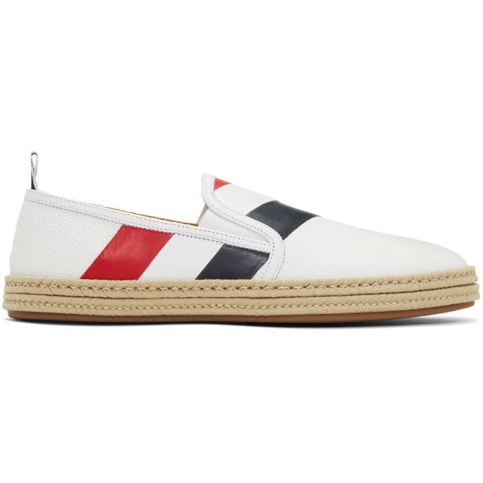 Photo: Thom Browne White Diagonal Stripe Espadrilles