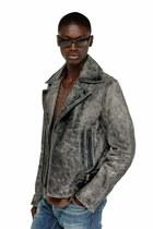 Diesel Biker jacket in treated leather - Leather jackets Mens in Grey