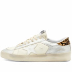 Golden Goose Men's Stardan Leather Sneakers in White/Silver/Beige