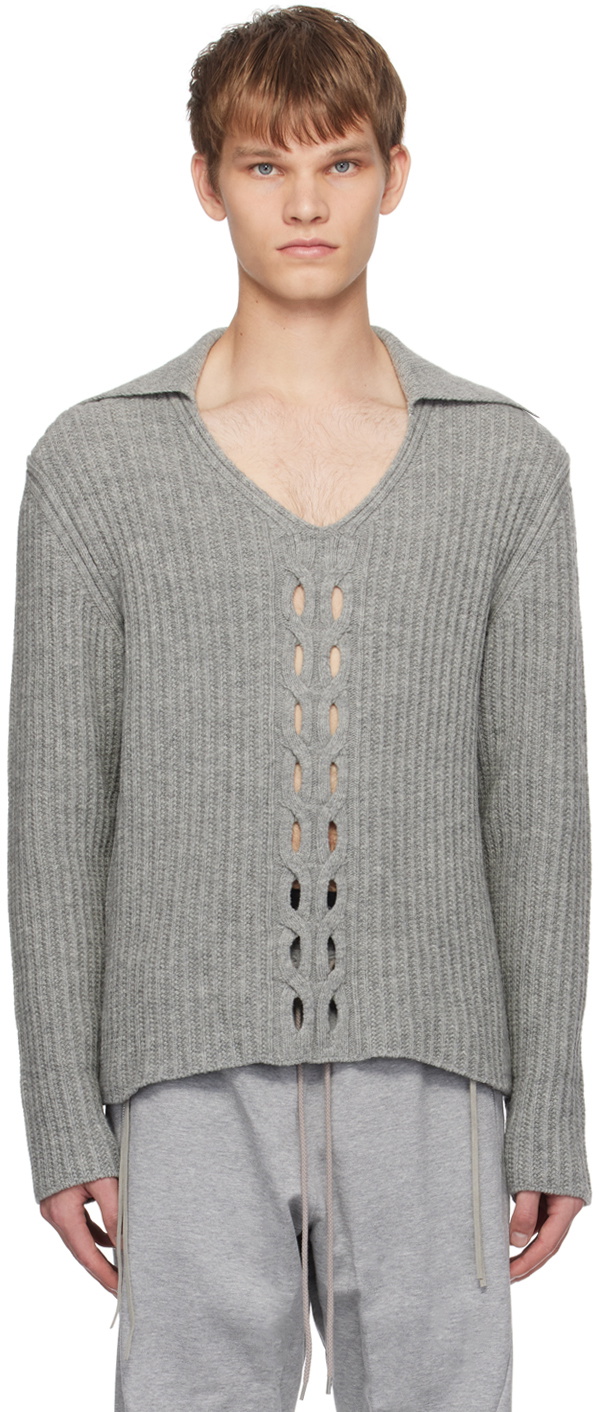 NVRFRGT Gray V-Neck Sweater