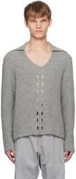 NVRFRGT Gray V-Neck Sweater