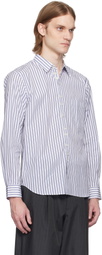 Comme des Garçons Homme Deux White & Navy Striped Shirt