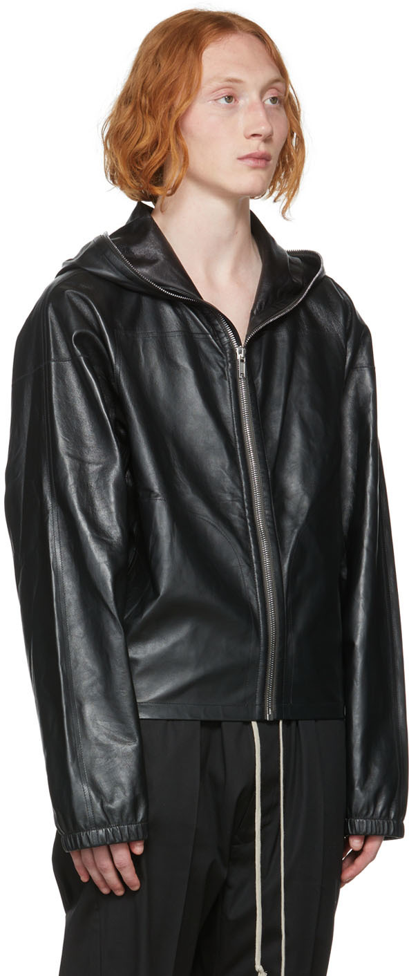 Rick Owens Black Sealed Leather Jacket Rick Owens