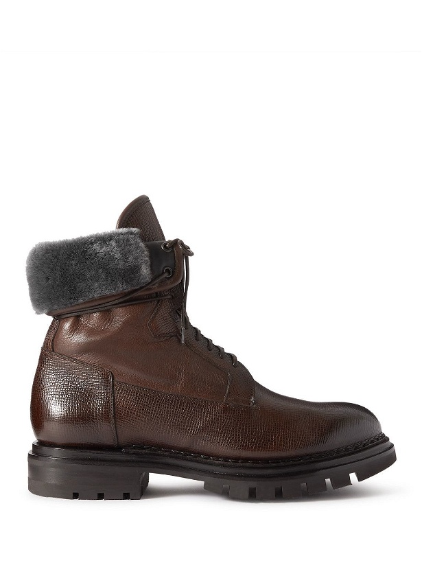 Photo: Santoni - Bristol Shearling-Lined Full-Grain Leather Boots - Brown