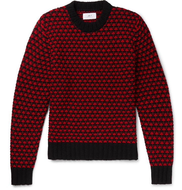 Photo: Mr P. - Intarsia Merino Wool Sweater - Red