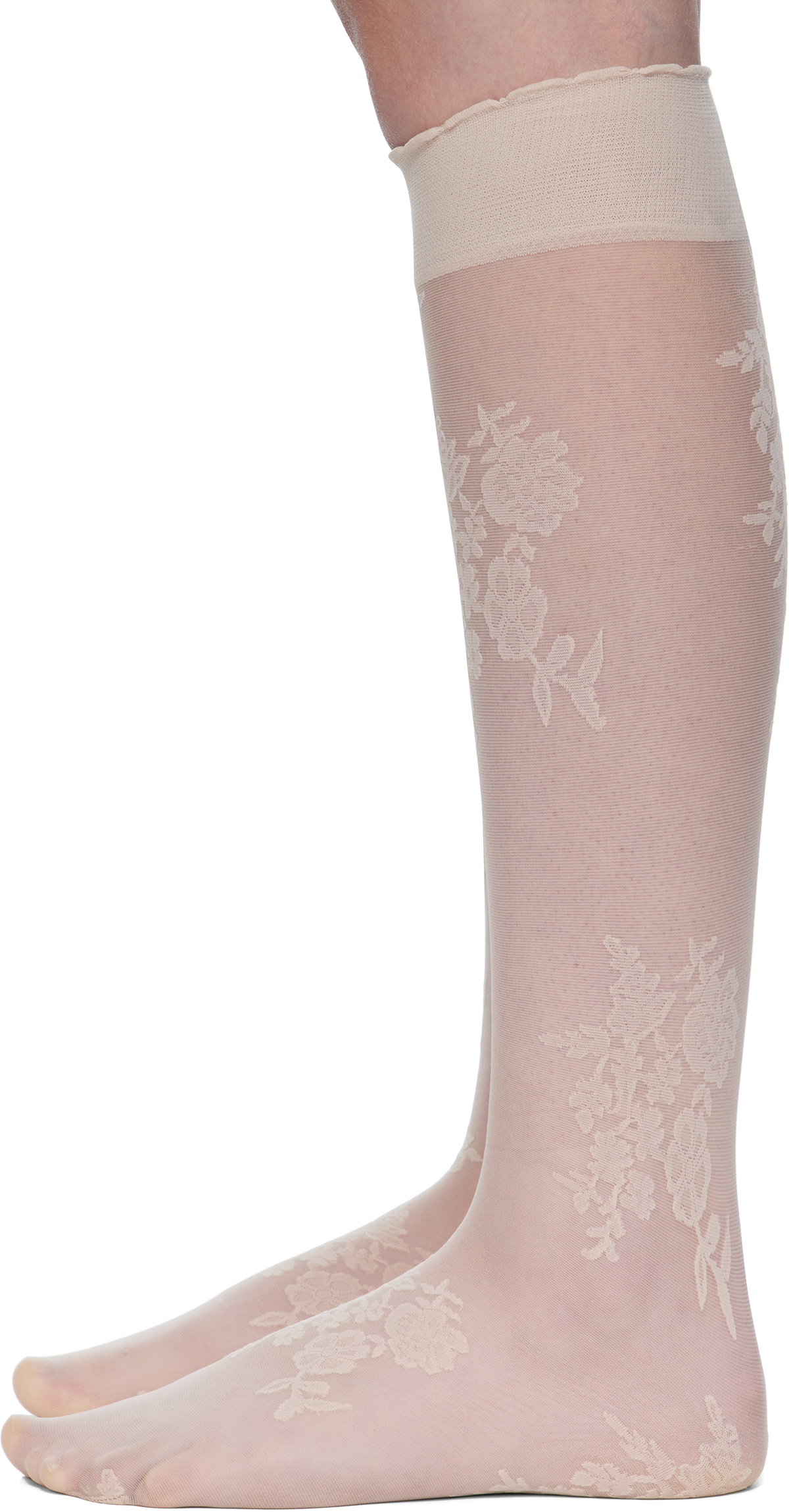 Valentino Beige Floral Socks