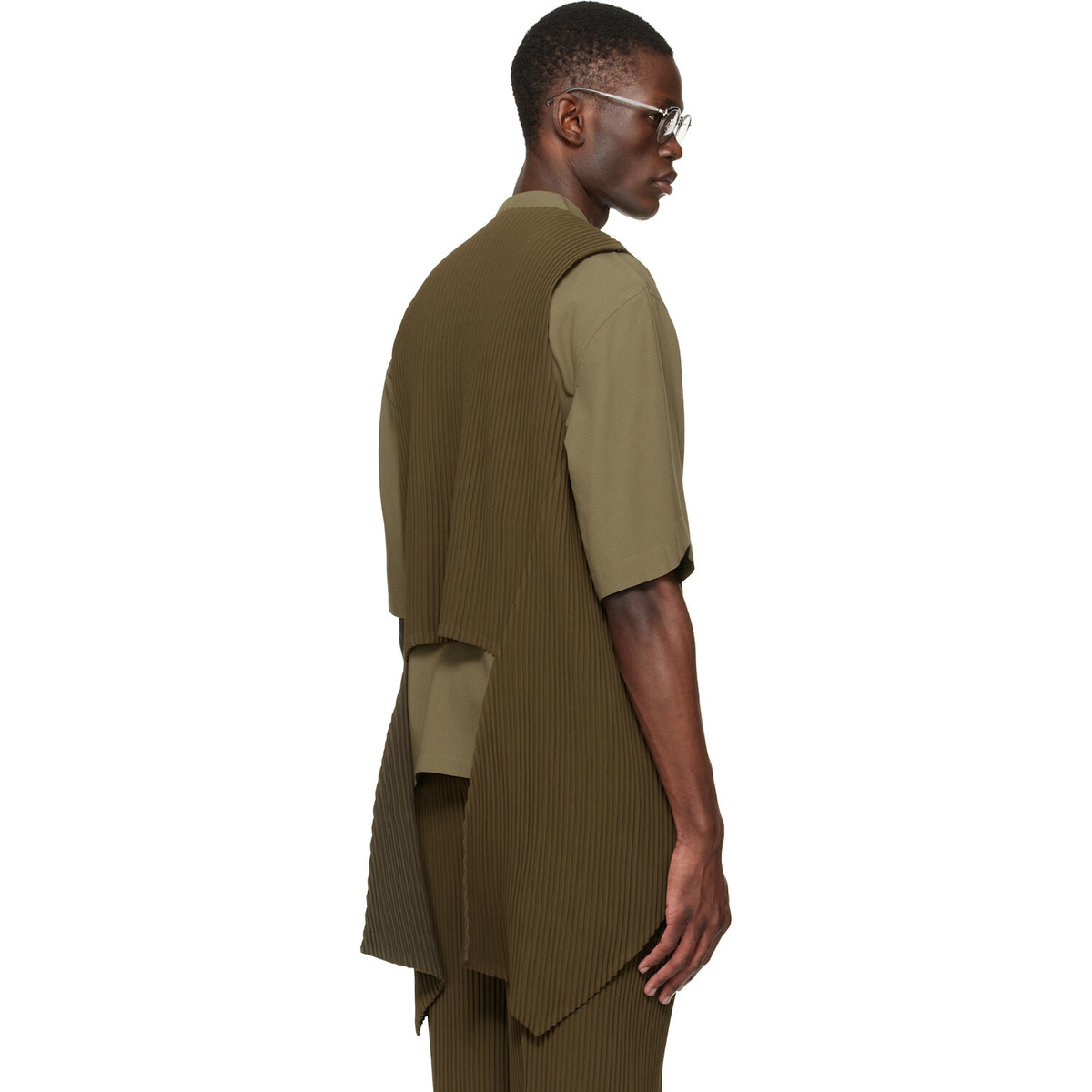 HOMME PLISSÉ ISSEY MIYAKE Khaki Tuxedo Pleats Vest