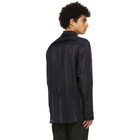 System Navy Sheer Panel Shirt