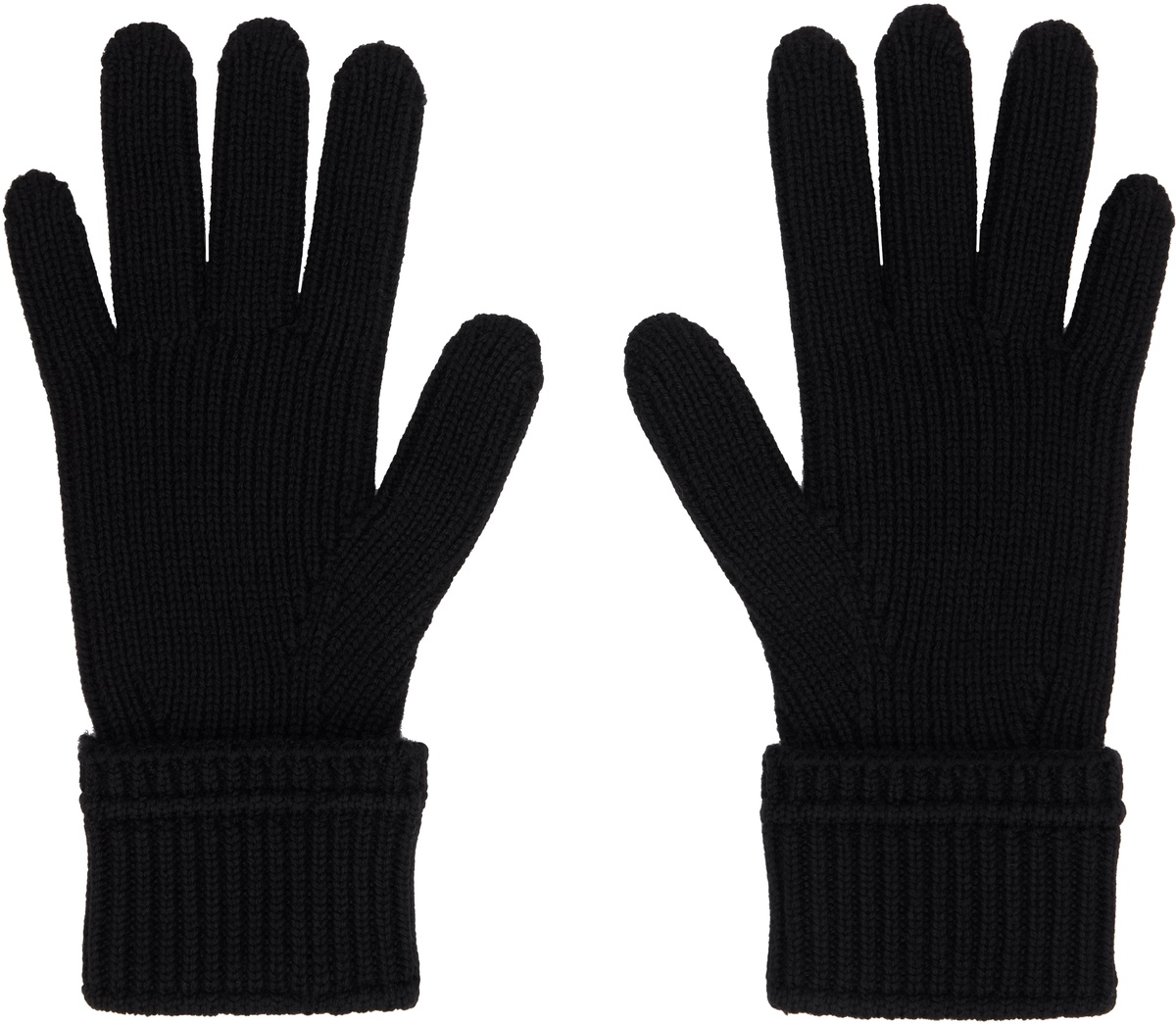 Burberry Black Logo Patch Wool Gloves