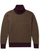 Loro Piana - Dolcevita Houndstooth Cashmere and Silk-Blend Rollneck Sweater - Brown