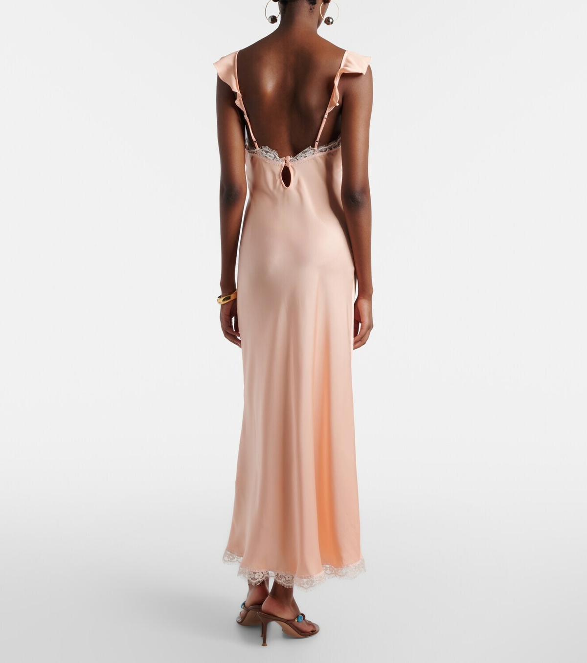 Faithfull Sella lace-trimmed satin maxi dress