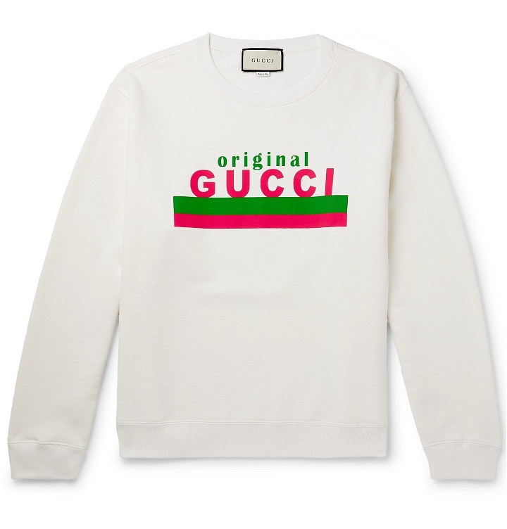 Photo: Gucci - Logo-Print Loopback Cotton-Jersey Sweatshirt - White