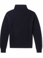 Mr P. - Stand-Collar Ribbed Virgin Wool Sweater - Blue