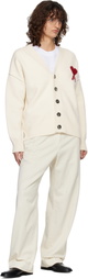 AMI Paris Off-White Wool Ami de Coeur Cardigan