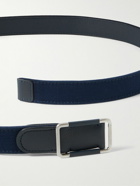 Loro Piana - 2.5cm Leather-Trimmed Cotton-Canvas Belt - Blue