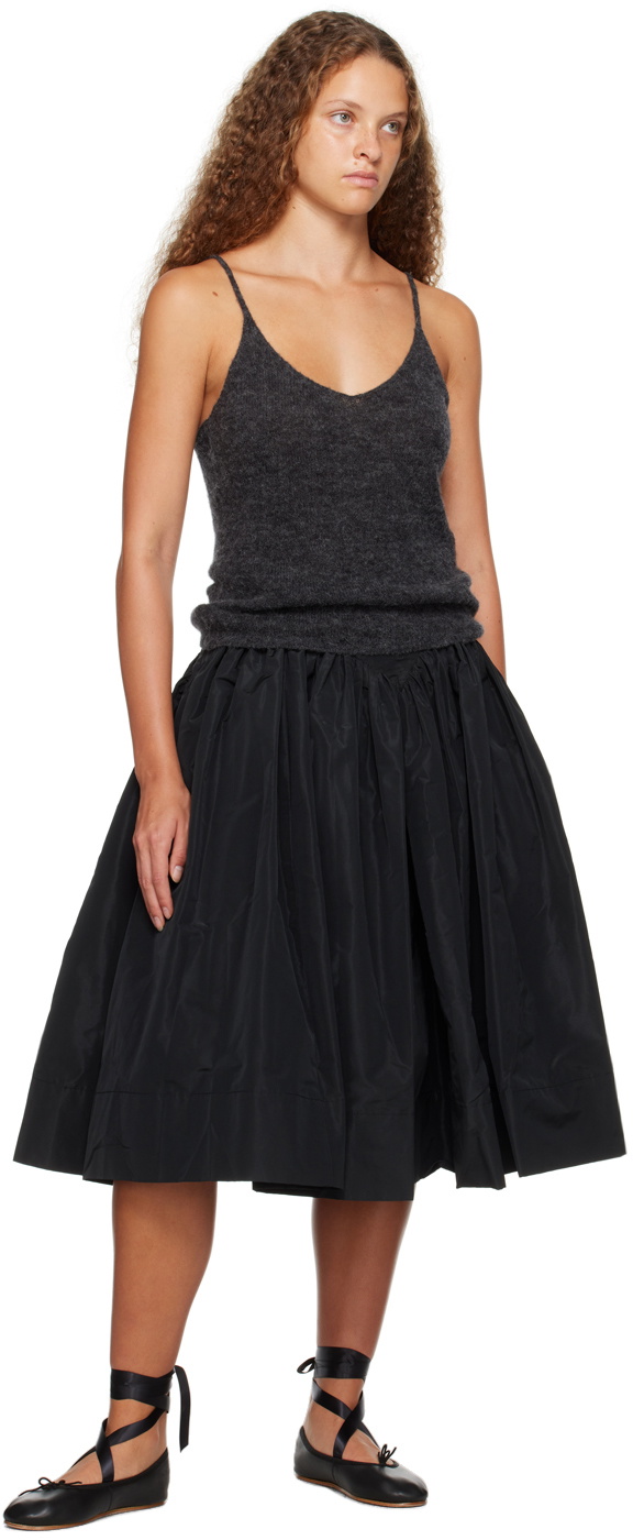 【関税込み】Sandy Liang ブラック Murano ミディアムスカート Black Murano Midi Skirt by Sandy Liang on Sale