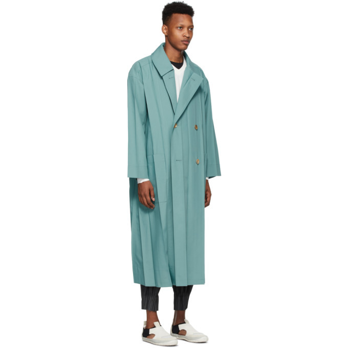 Issey Miyake Men Blue Wrinkle Coat Issey Miyake Men