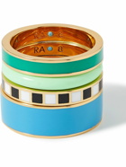 Roxanne Assoulin - Cool Pools Set Of Four Gold-Plated and Enamel Rings