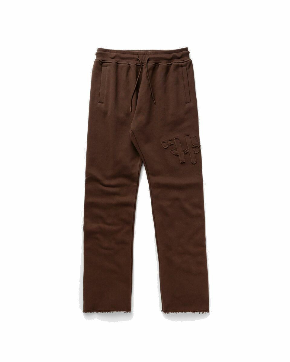 Photo: Honor The Gift Script Embroidered Sweats Brown/Beige - Mens - Sweatpants