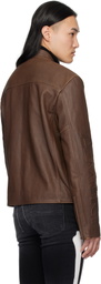 AMIRI Brown 'AMIRI' Patch Racer Leather Jacket
