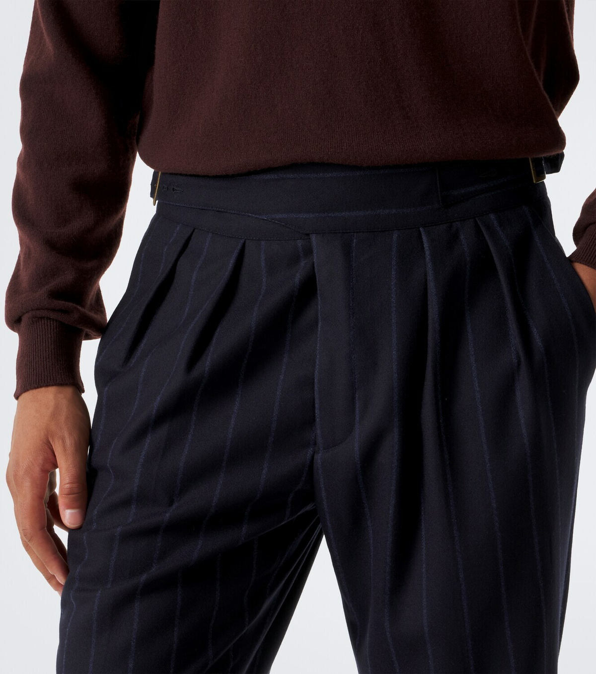 Rubinacci Striped virgin wool straight pants