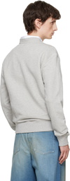 AMI Paris Gray Cotton Crochet 'Ami de Coeur' Sweatshirt