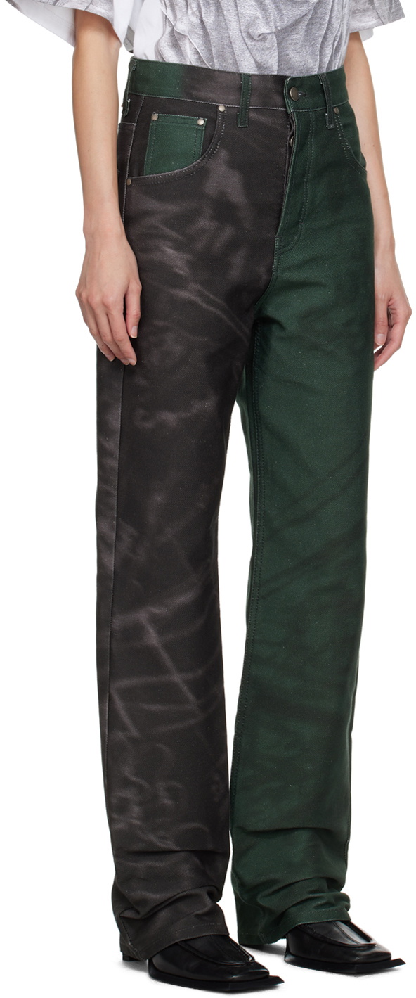 Serapis Black & Green Paneled Jeans