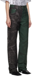 Serapis Black & Green Paneled Jeans
