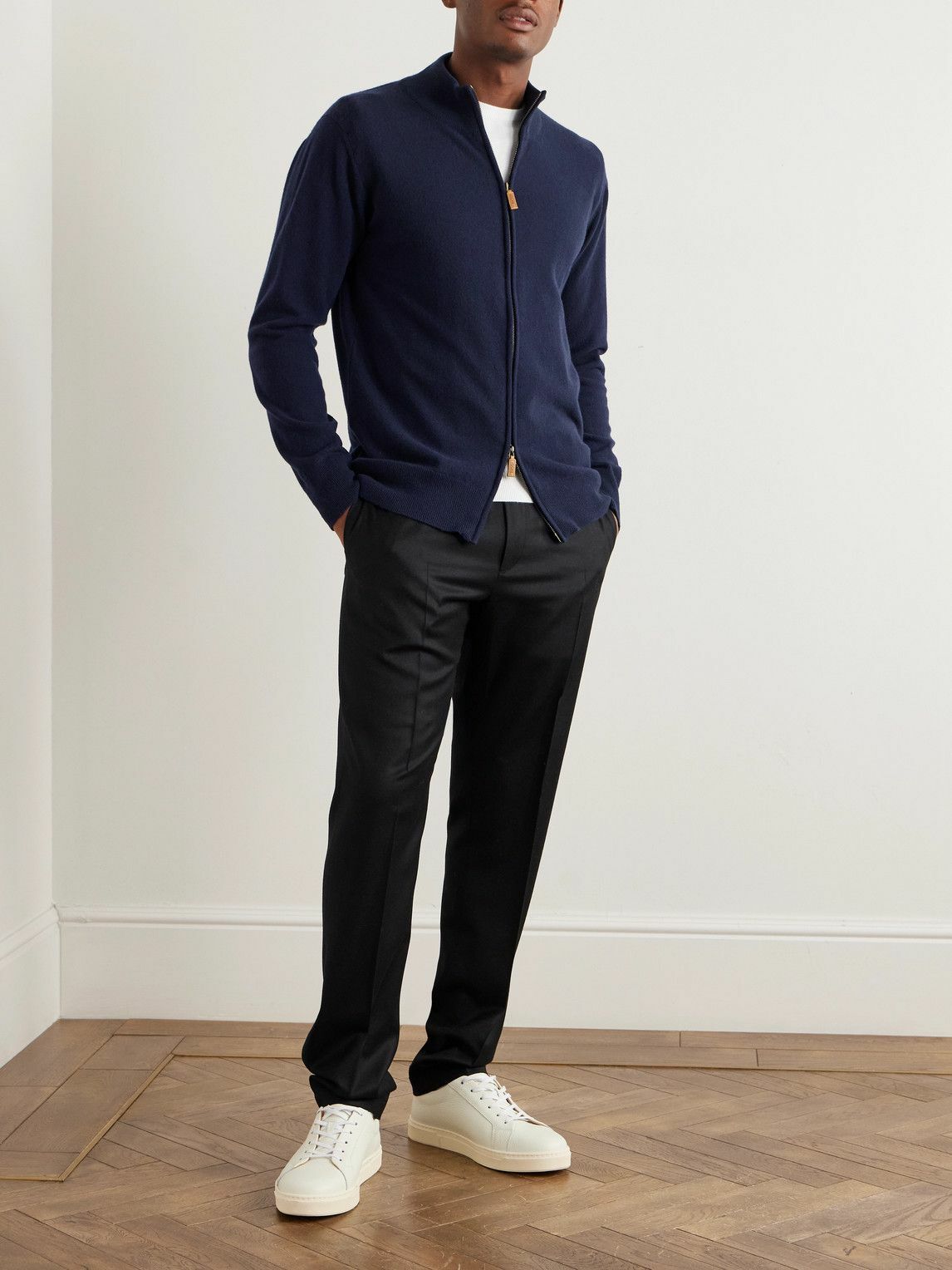 Kingsman - William Lockie Slim-Fit Merino Wool and Cashmere-Blend Zip-Up Cardigan - Blue