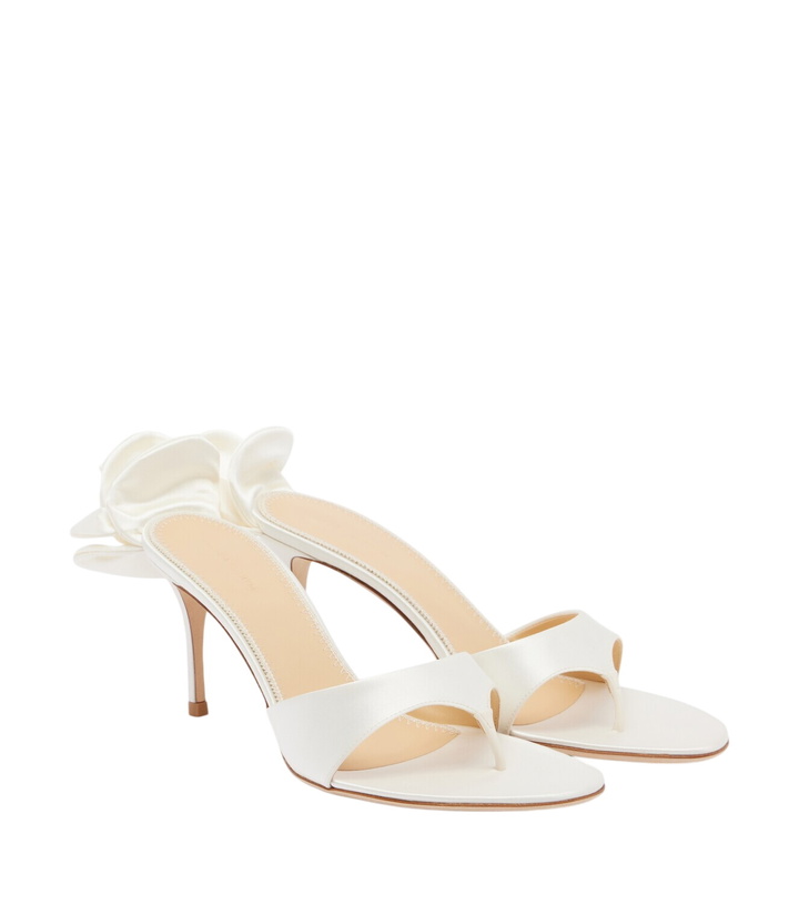 Photo: Magda Butrym Floral-appliqué satin thong sandals