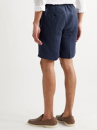 BRIONI - Sydney Slub Linen Drawstring Bermuda Shorts - Blue