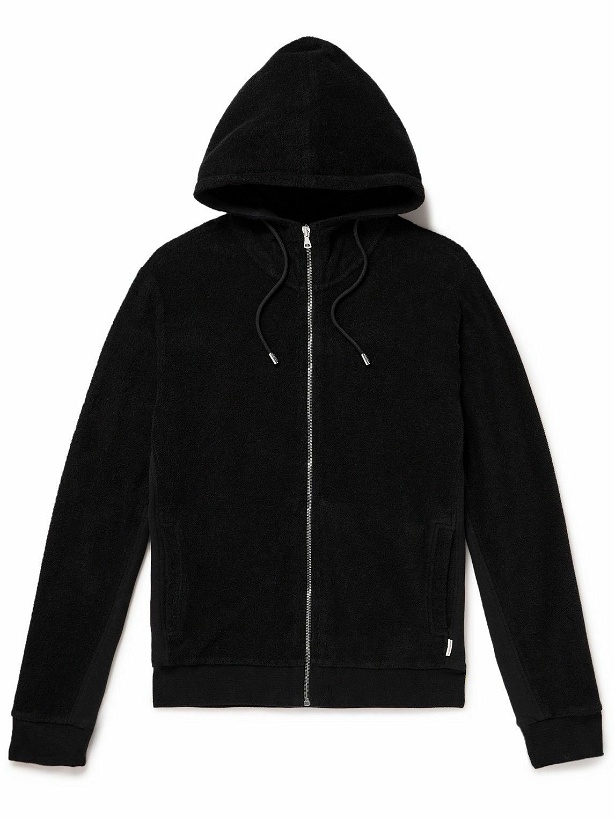 Photo: Orlebar Brown - Mathers Panelled Organic Cotton-Terry and Jersey Zip-Up Hoodie - Black