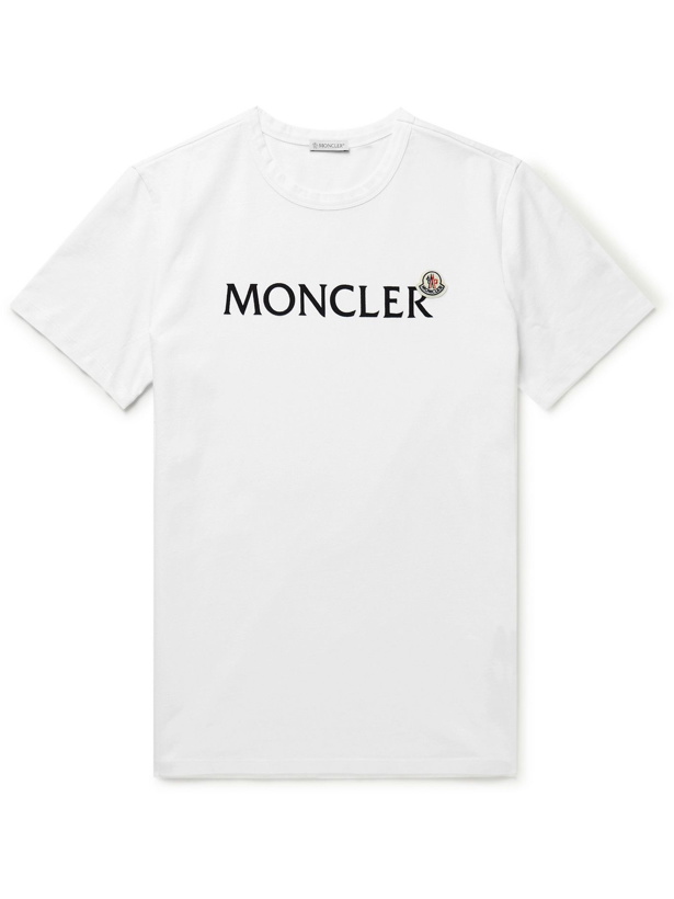 Photo: Moncler - Logo-Flocked Cotton-Jersey T-Shirt - White
