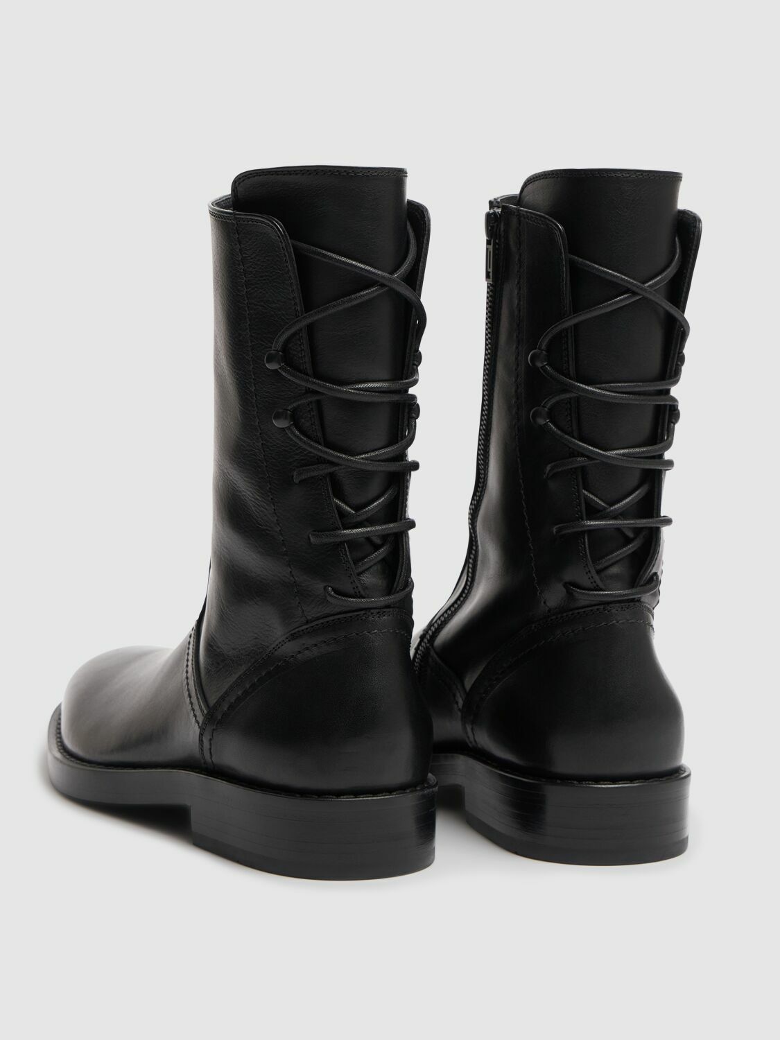 ANN DEMEULEMEESTER Heiko Laced Leather Ankle Boots Ann Demeulemeester